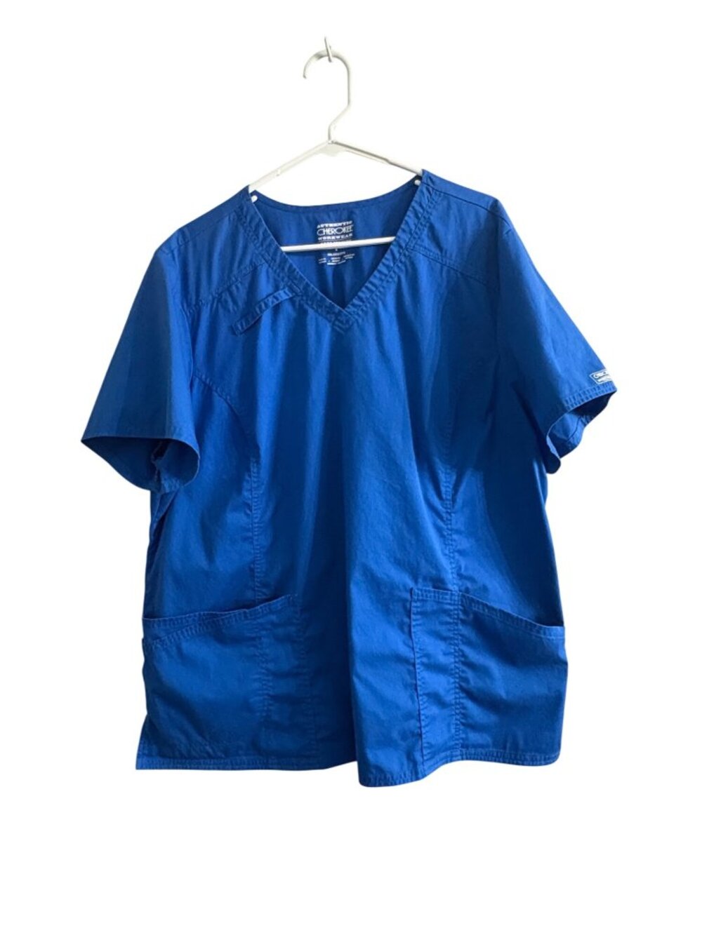 Cherokee Workwear Core Stretch Blue Scrub Top V-Neck Medical with Pockets 2XL